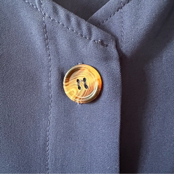 A-Line Navy Blue Button-Down Sleeveless Blouse Thin Straps Tank Top - Picture 4 of 11